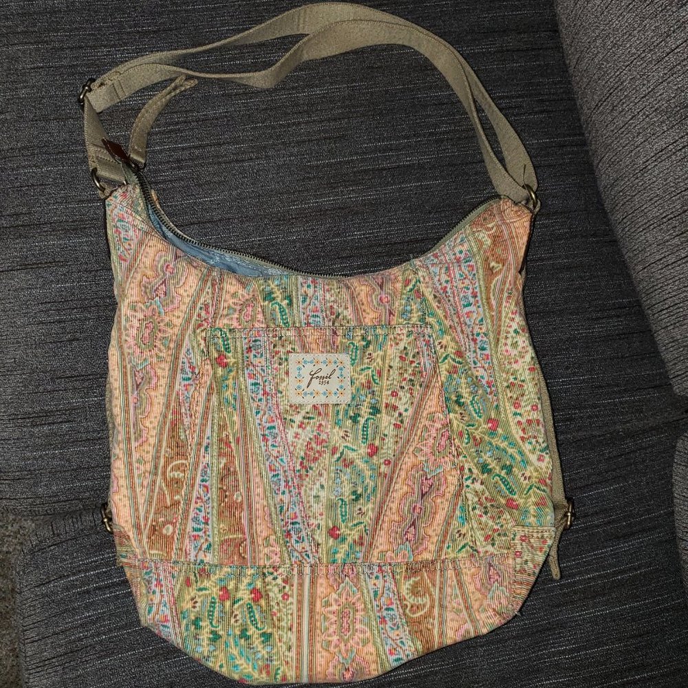 Vintage Fossil Pastel Paisley Fabric Messenger Bag - Picture 2 of 8